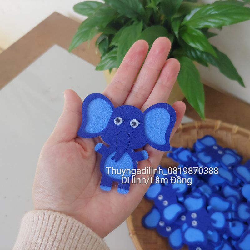5 con voi vải nỉ 7x7cm mầm non