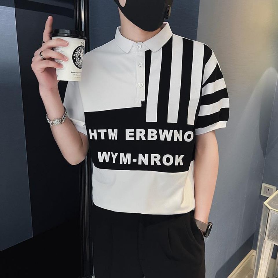 AMOI Áo polo Ngắn Tay Phối Màu Họa Tiết Kẻ Sọc Trẻ Trung Thời Trang Cho Nam