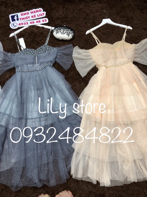 ẢNH &amp; VIDEO THẬT 10000%  Đầm xoè rớt vai tầng kết đá