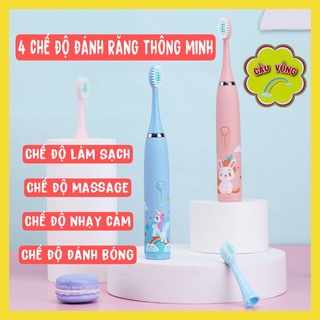 Bàn chải điện cho bé 4 chế độ đánh sạch răng, chải tự động lông bàn chải mềm không đau lợi, Dành cho các bé từ 2T