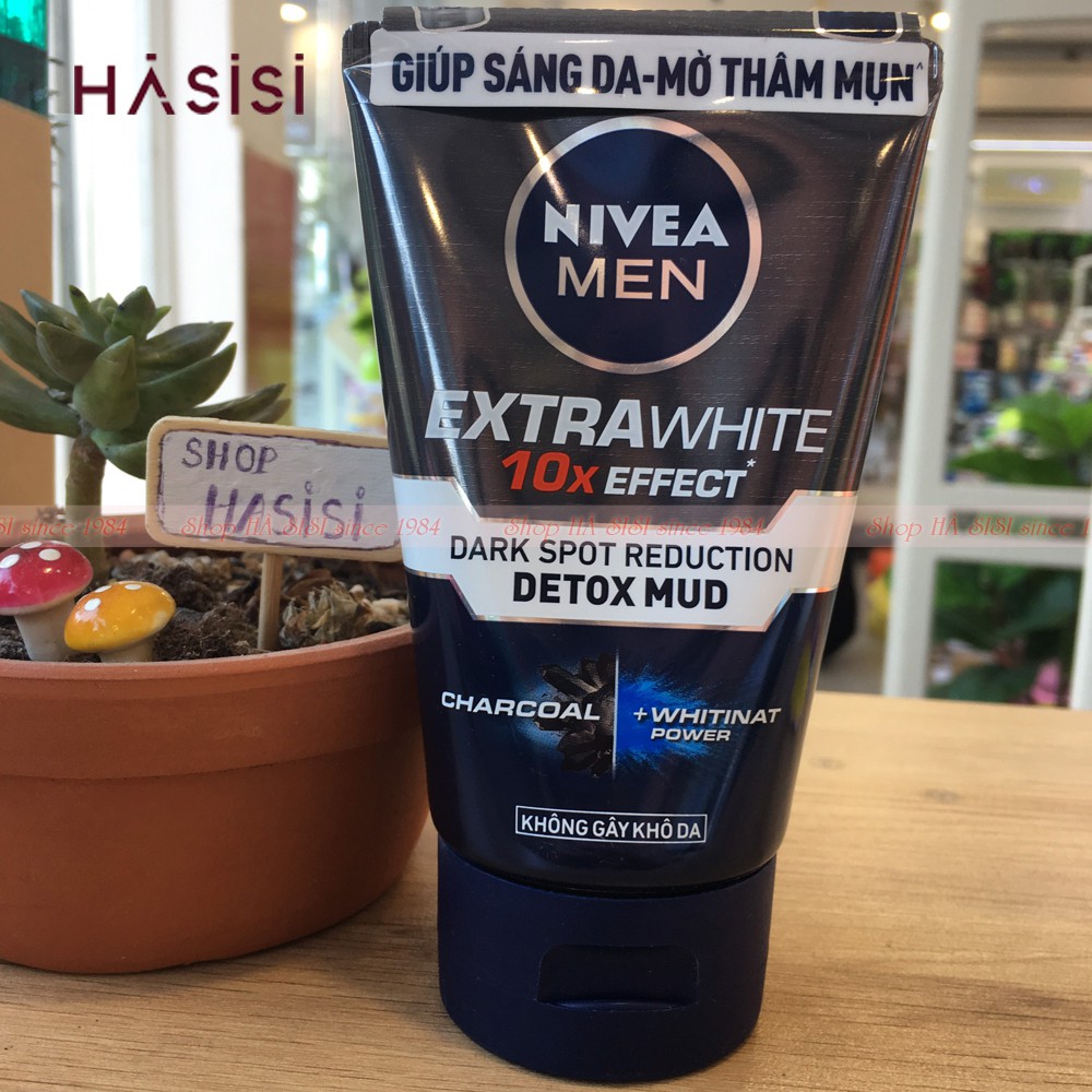 Sữa Rửa Mặt Sáng Da - Mờ Thâm NIVEA - Men Extra White 10X Effect Dark Spot Reduction Detox Mud 100g
