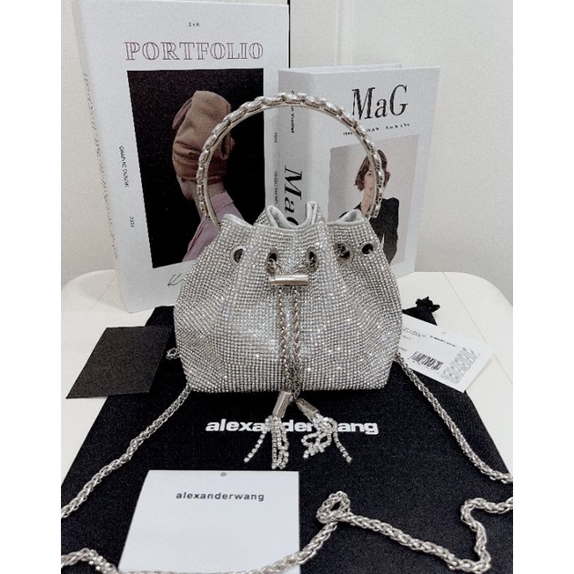 Túi xách nữ quai cầm tay gắn đá sáng lấp lánh sz15cm xinh dã manfullbox