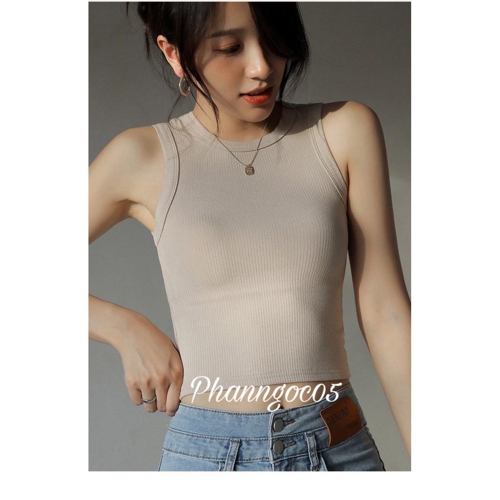 Áo Ba Lỗ Nữ Xuất Khẩu Dáng Croptop Cotton Tăm Siêu Mềm Mịn | BigBuy360 - bigbuy360.vn