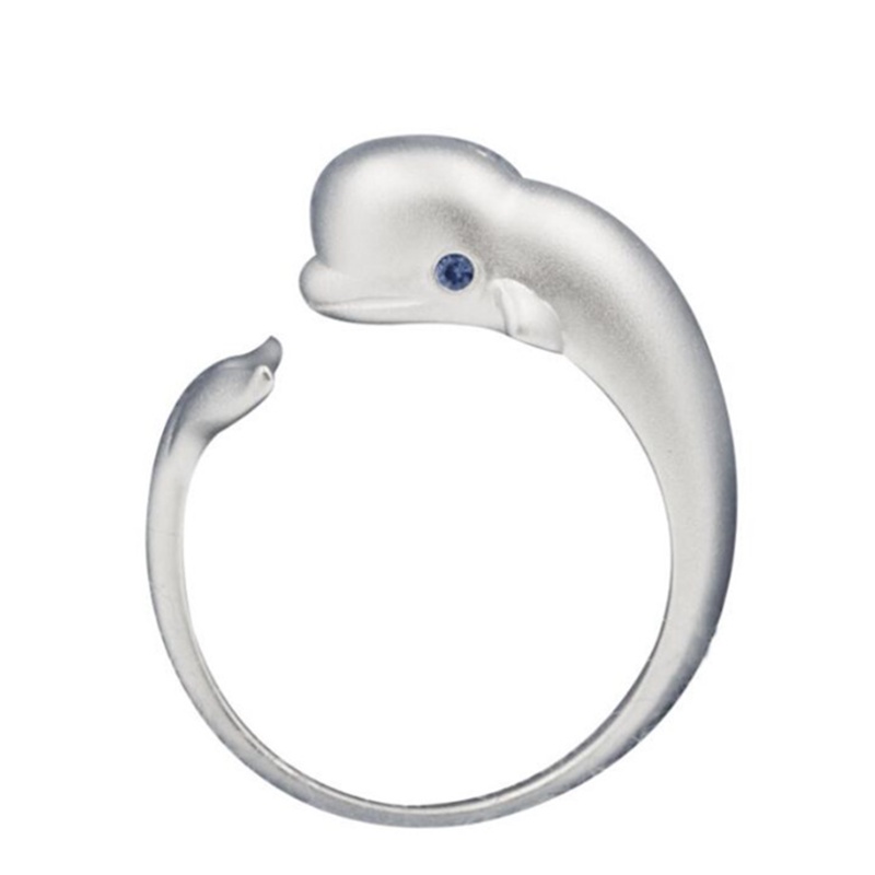 Nhẫn Bạc 925 Đính Đá Zircon Hình Cá Voi Dễ Thương CR041