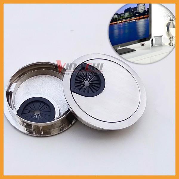 Nắp Luồn Dây Điện Tròn Ghi - Nắp Luồn Dây Điện Bàn Làm Việc
