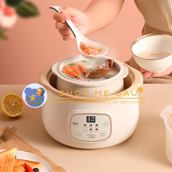 Nồi nấu cháo chậm, nồi ninh hầm đa năng cho bé Lotor 1,5L (model: D1) kèm khay hấp, nấu theo phương pháp cách thủy