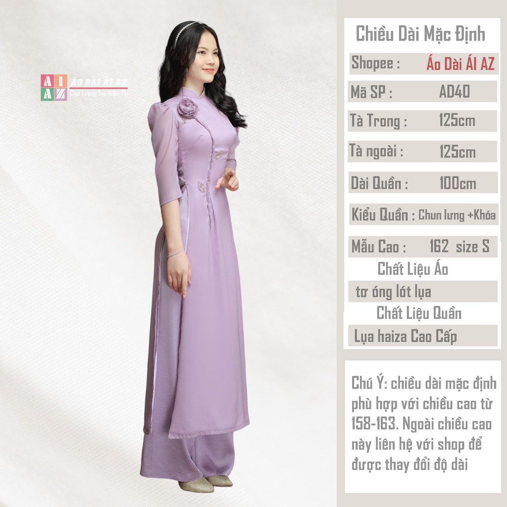 BigSize Áo Dài Cách Tân Nữ Tay Lỡ Bồng Đính Hoa Thủ Công AD40
