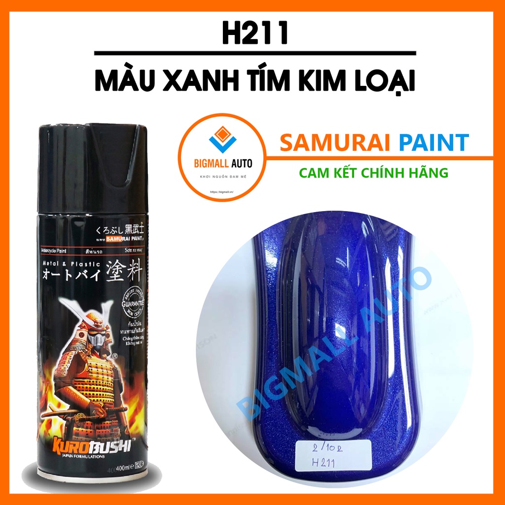 Sơn Samurai màu tím kim loại H211 - chai sơn xịt chuyên dụng dành cho sơn xe máy , ô tô, dụng cụ, đồ đạc