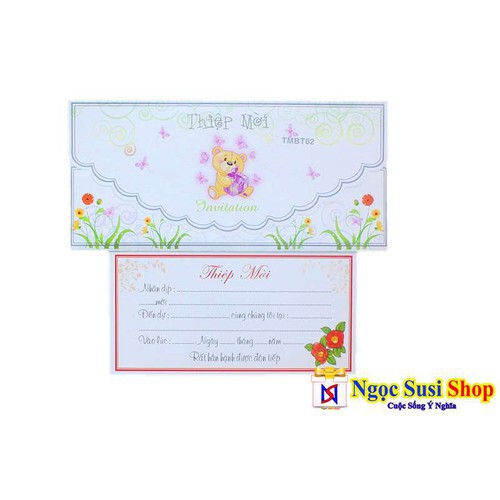 10 Thiệp Mời Sinh Nhật Bìa Cứng Hình Gấu - Mẫu Mới - Chuyên Thiệp Sinh Nhật Cao Cấp