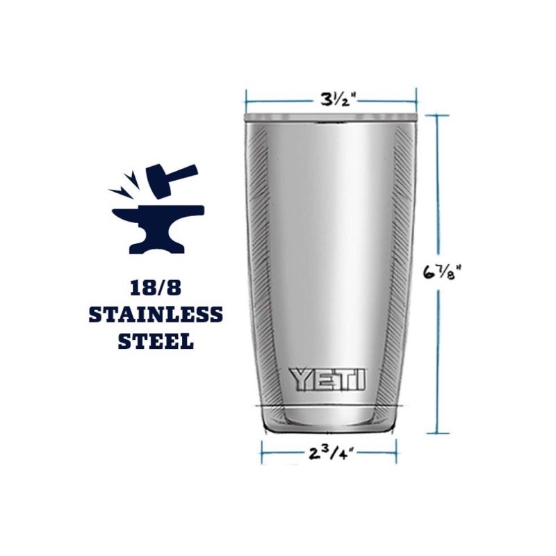 Ly Giữ Nhiệt YETI 20oz (600ml) Thép Không Gỉ Cao Cấp - Bill nhập Mỹ