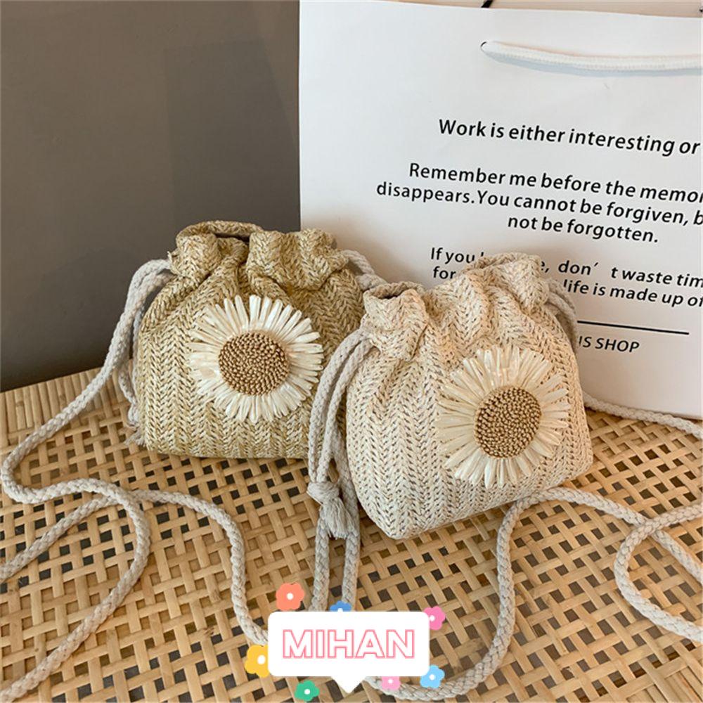 Túi Cói Đeo Chéo MIHAN1 Họa Tiết Hoa Hướng Dương