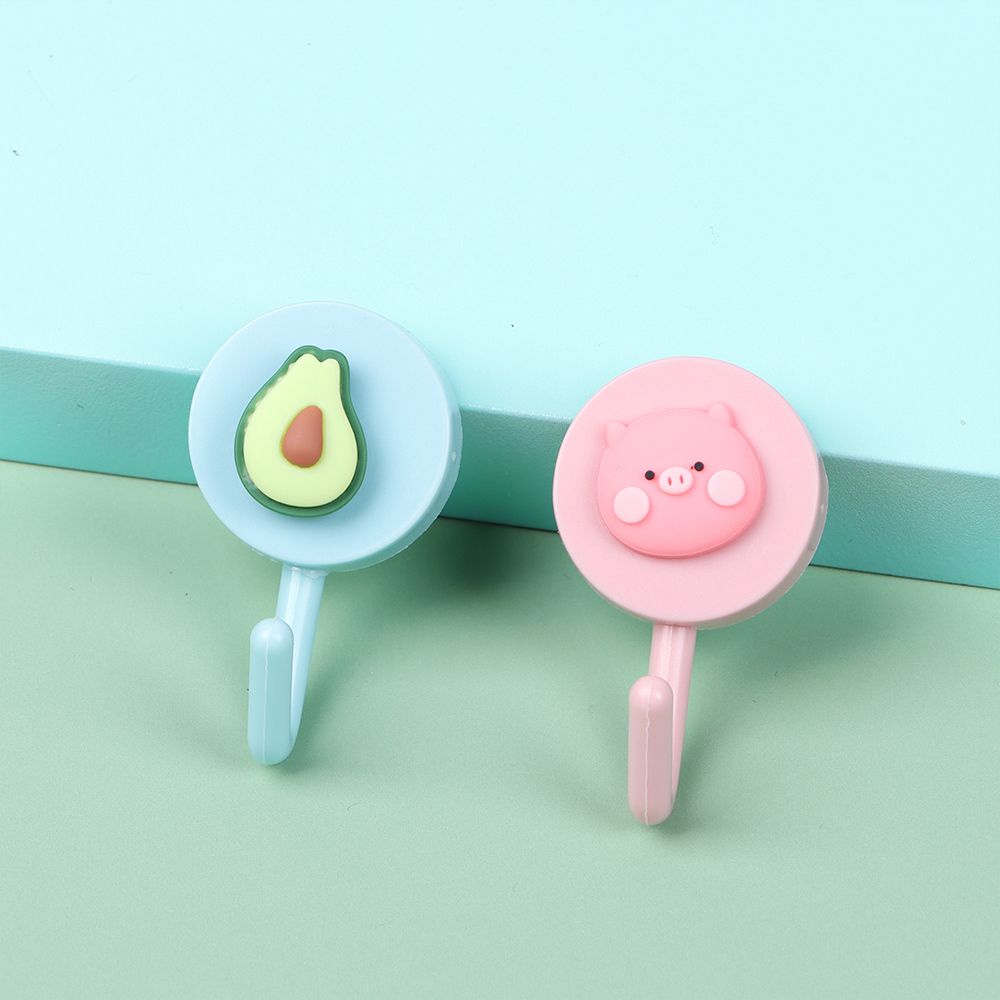 Móc treo đồ gắn tường bằng nhựa màu trơn không cần khoan lỗ