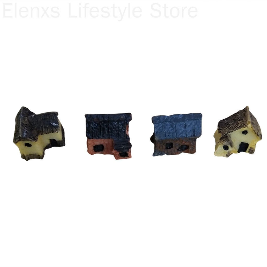 Set 4 Mô Hình Ngôi Nhà Đá Mini Trang Trí Sân Vườn