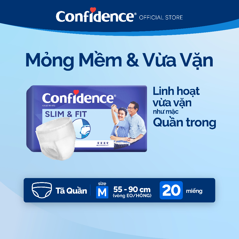 Tã quần Người Lớn Confidence Slim & Fit M 20 x 6/L 16 x 6