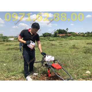 Máy khoan lỗ trồng cây, máy khoan đất có bánh xe đẩy tặng mũi khoan 150mm