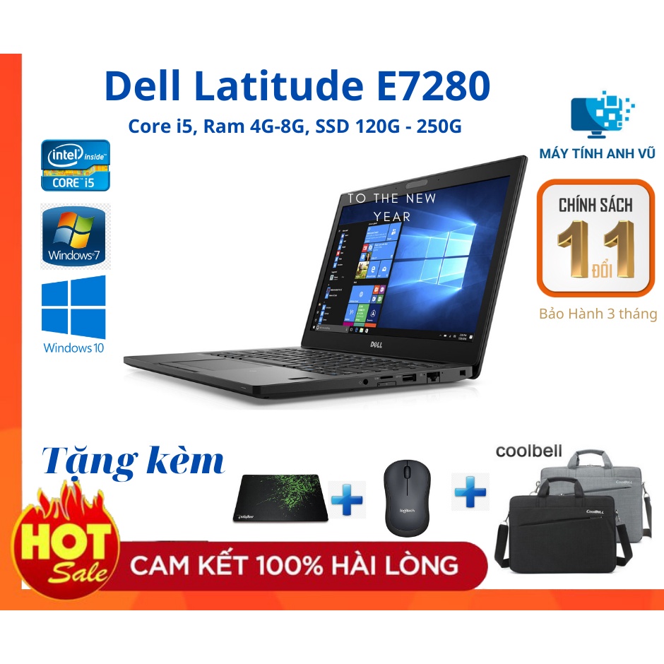 Laptop Dell Latitude E7280 Core i5 Ram 8gb SSD256GB màn 12.5'' đẹp xuất sắc Siêu  nhỏ gọn 1,2kg