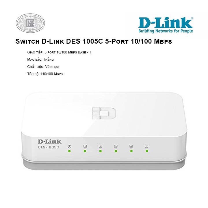 12.12 Hot Deals- D-Link Switch 5 cổng 10/100Mbps - Thiết bị chuyển mạch D-LINK DES-1005C - Hàng chính hãng