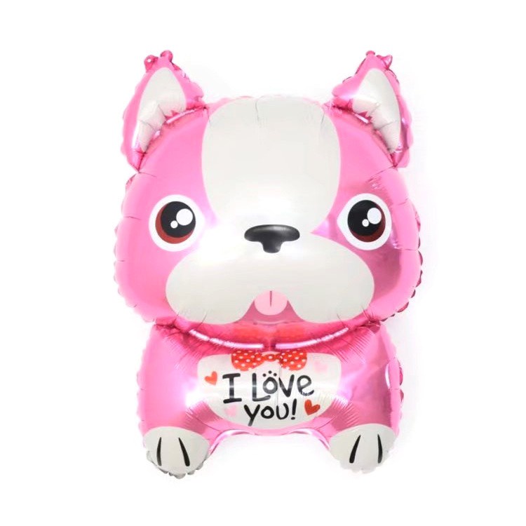 Bóng nhôm hình cún trang trí sinh nhật đầy tháng chủ đề chó cứu hộ chó vàng, nâu, đỏ, I love you PK54