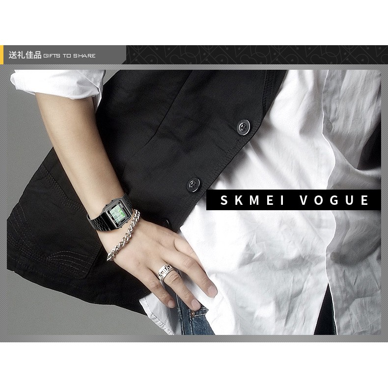 Đồng hồ điện tử thời trang nam - nữ dây hợp kim Skmei PKHRSK007 + Tặng hộp đồng hồ cao cấp
