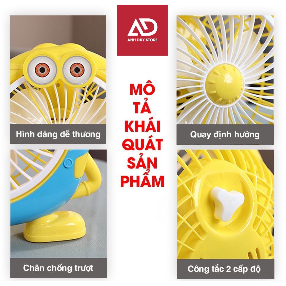 Quạt Mini Để Bàn Hình Thú Cắm Điện, Đáng Yêu, Cute Cho Các Bé,Học Sinh, Sinh Viên Bảo Hành 6 Tháng