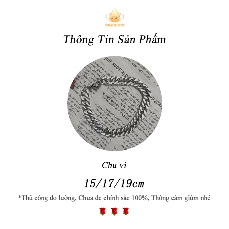 Vòng tay đôi Nam nữ Lớn Màu bạc Titan Đơn giản Hiphop Làm bằng tay VT-085