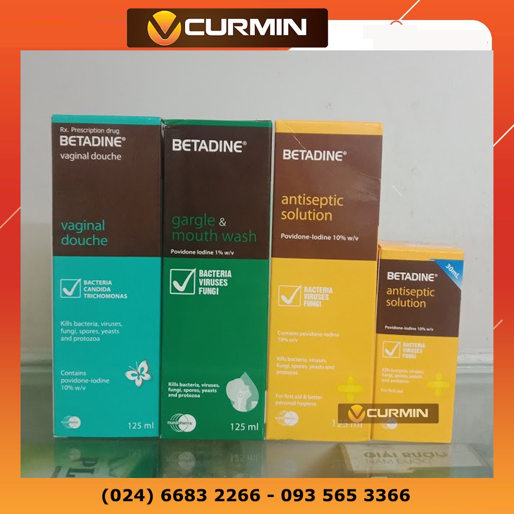 Dung dịch Betadine sát khuẩn, súc họng, phụ khoa 125ml