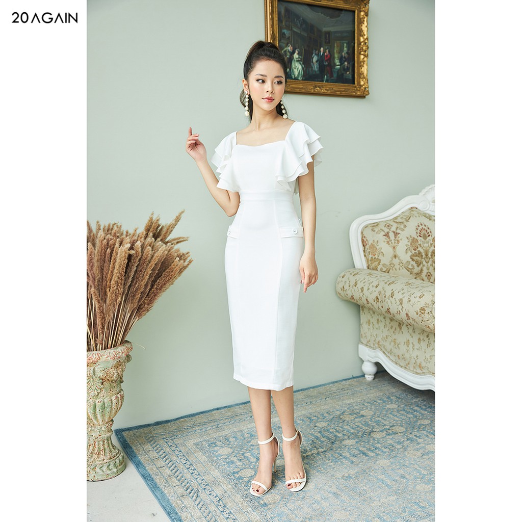 Đầm váy ôm công sở 20AGAIN đủ màu, đủ size bèo 2 bên vai DOA1166 | BigBuy360 - bigbuy360.vn