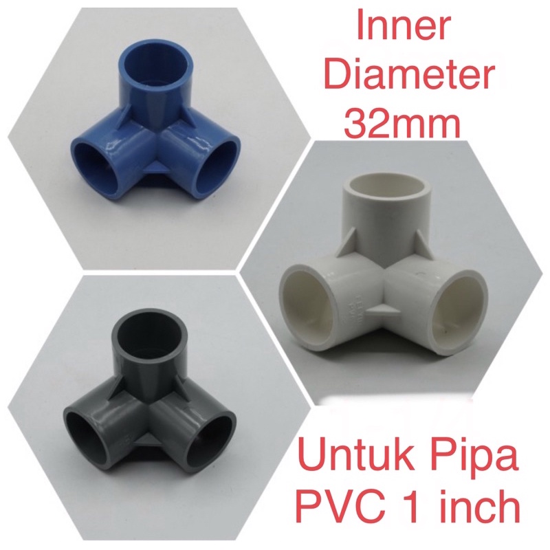 Khớp Nối Ống Nước Tưới Cây Thủy Canh Góc Chữ T 3 Chiều Đường Kính Trong 32mm Bằng Nhựa PVC 1 Inch | Màu Xanh Lam 2.007.0495 10719 | Màu Trắng 2.007.0491 10587 | Màu Xám 2.007.0498 11544