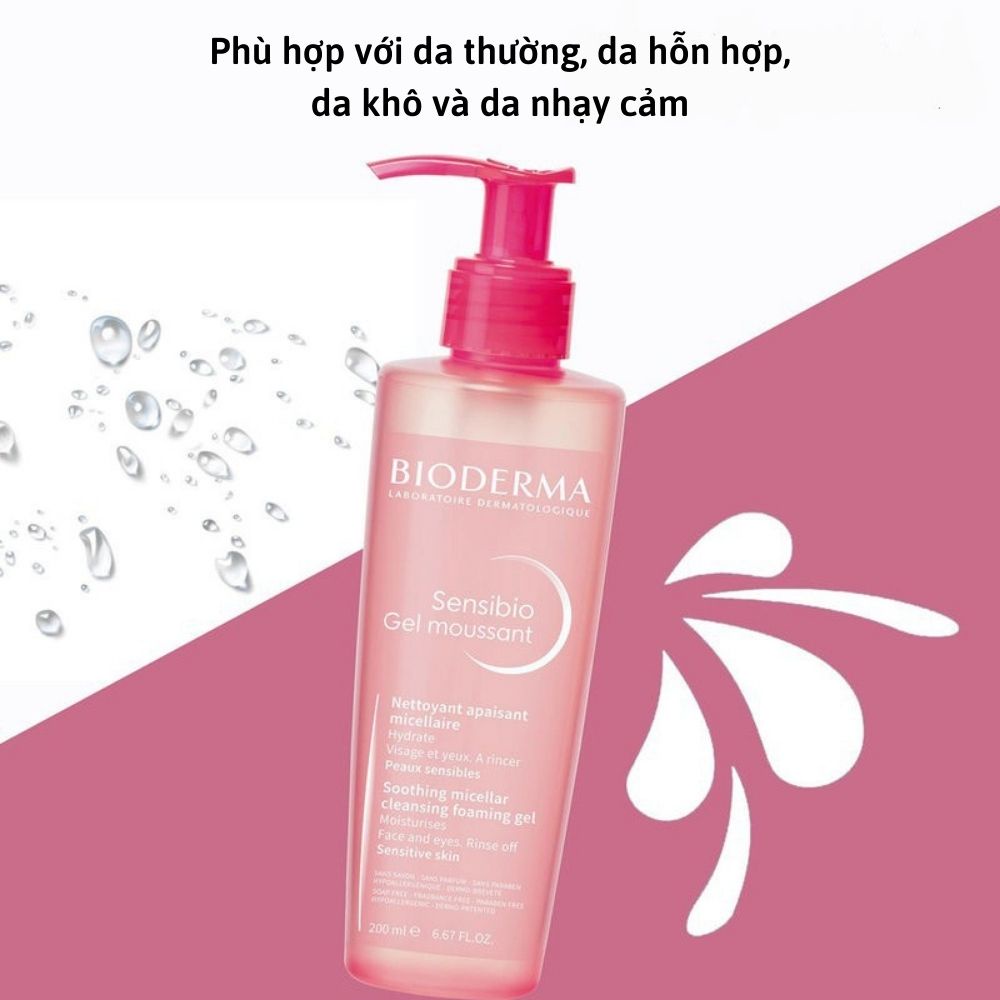 [Freeship+Tặng quà] Sữa rửa mặt cho da nhạy cảm Bioderma Sensibio Gel Moussant 200ml chính hãng Pháp - BeautyMart