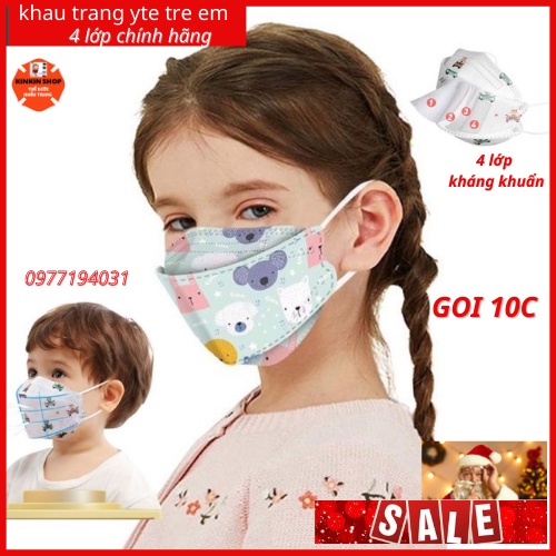 (Gói 10c)Khẩu trang YTe trẻ em 4 lớp kháng khuẩn khẩu trang KF4 diệt khuẩn đến 99%. KT QUYỀN ANH & TUẤN HUY