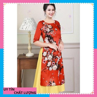 [ HÀNG CAO CẤP ] Áo dài cách tân lụa pháp màu đỏ
