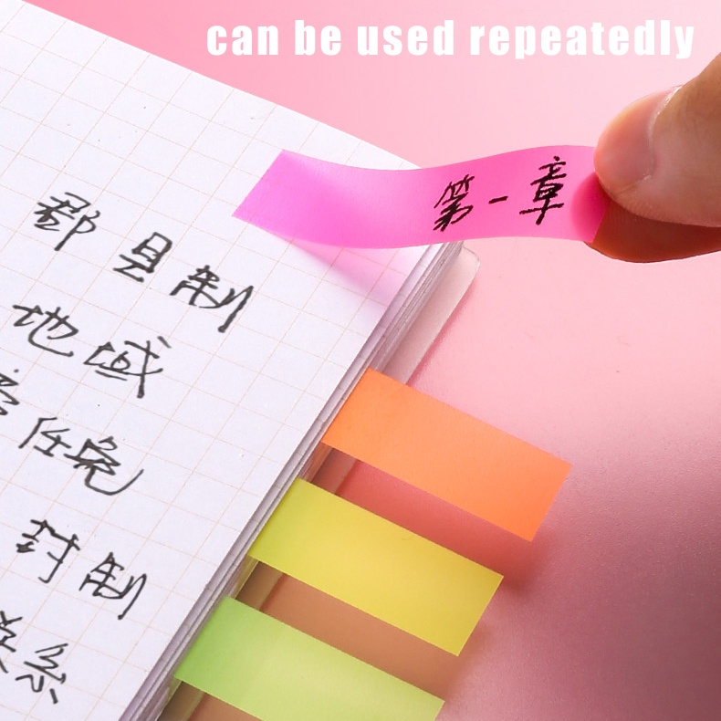 [Mới] 100 / 200 Tờ Giấy Dán Ghi Chú Trong Suốt Nhiều Màu Sắc Huỳnh Quang Có Thể Điều Chỉnh Được