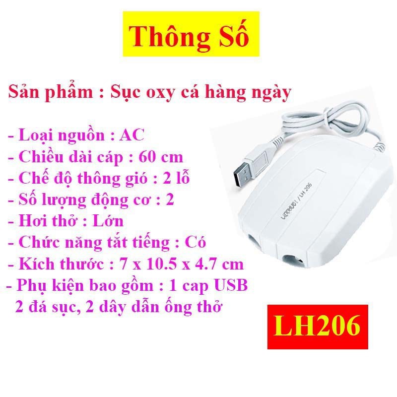 Máy Sủi Khí Oxy Hồ Cá Sục Khí Bể Cá USB + Dây Sủi + Quả Sủi Cao Cấp NCDS4