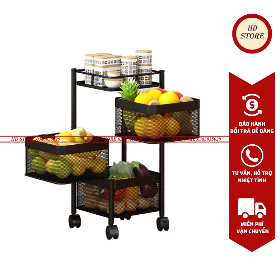 🆓 Kệ Đa Năng  Kệ Sắt Vuông Xoay - 3 TẦNG - Chất Liệu Thép Không Gỉ Có Bánh Xe Di Chuyển Hàng Xuất Khẩu
