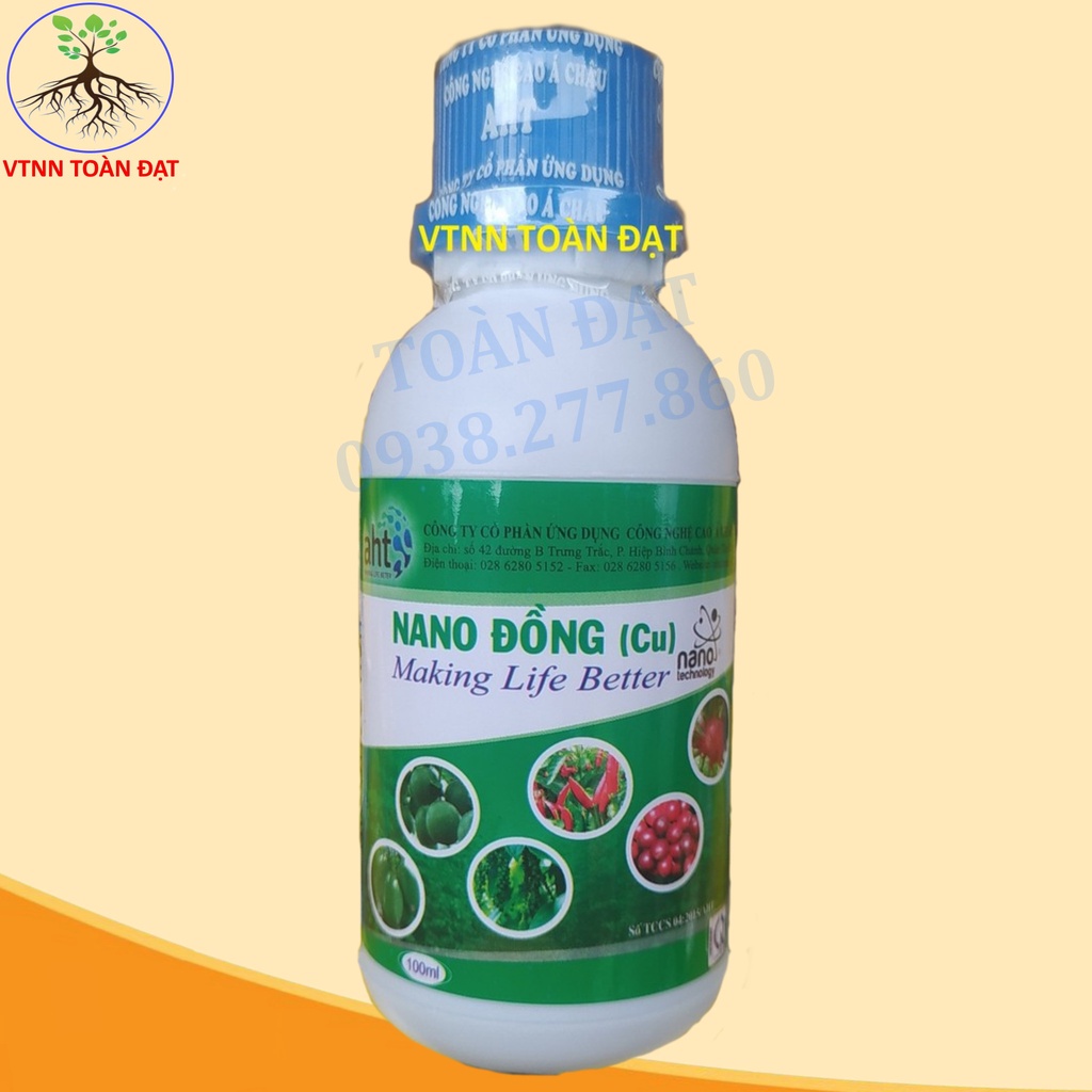 NANO ĐỒNG (Cu), Phân bón lá vi lượng chống rét, diệt nấm khuẩn chai (100ml)