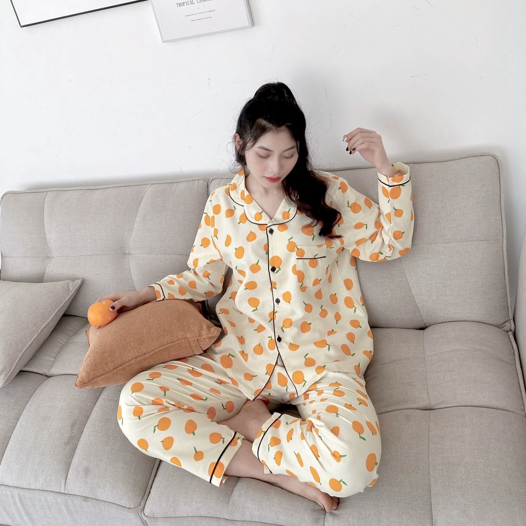 Đồ ngủ nữ mặc nhà pijama dài tay [XẢ HÀNG] HATIBO ở cữ sau sinh, bộ quần áo ngủ loại 1 mềm mát bigsize