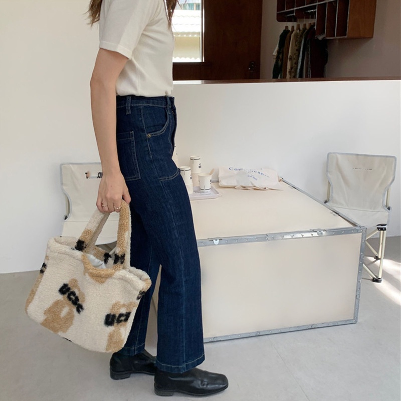 Túi Xách Tay Bằng Vải Bông Cỡ Lớn In Hình Gấu Hoạt Hình Dễ Thương