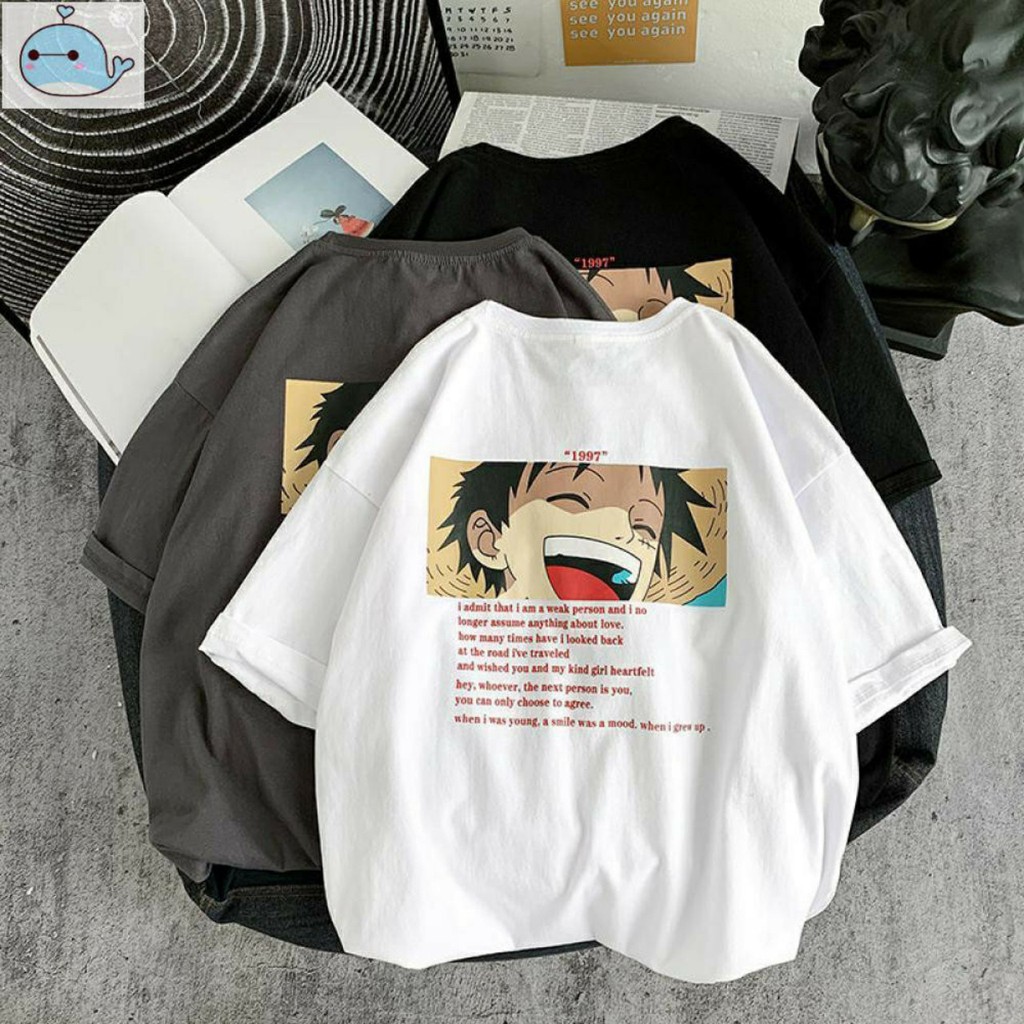 Áo thun tay lỡ form rộng hoạt hình Luffy 1997 - Unisex nam nữ đều mặc được