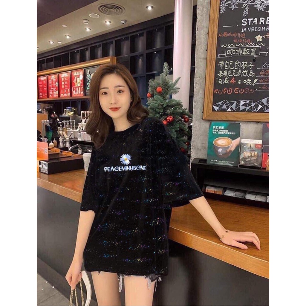 [ RẺ VÔ  ĐỊCH ] Áo Thun Tay Lỡ Kim Tuyến Pe Hoa Cúc - Áo Phông Nam Nữ Chất Liệu Cotton 4 Chiều