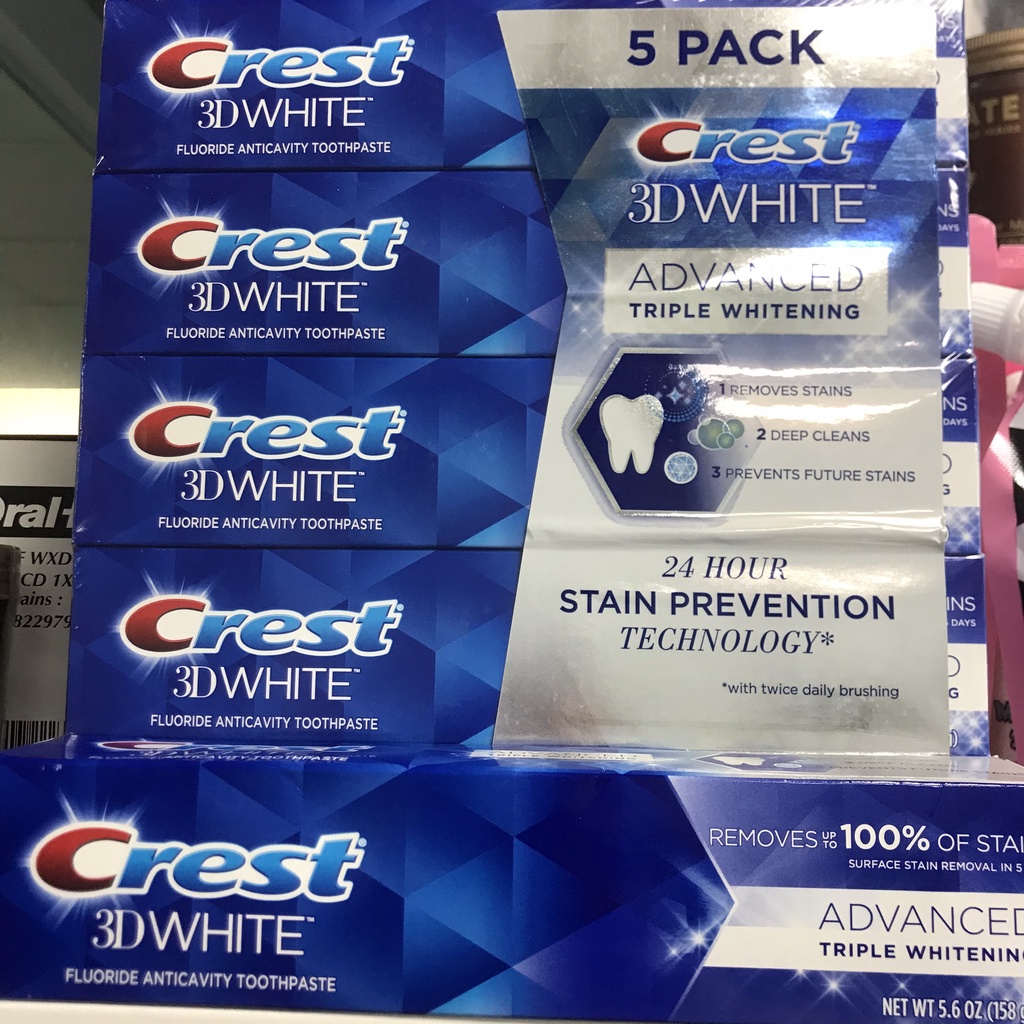 Kem đánh răng CREST 3D White Fluoride Anticavity Toothpaste 158g -Hàng Mỹ
