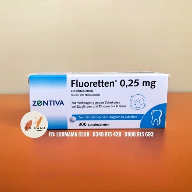 Viên ngậm Flo ngừa sâu răng Zentiva Fluoretten 0.25 mg cho trẻ sơ sinh đến 6 tuổi