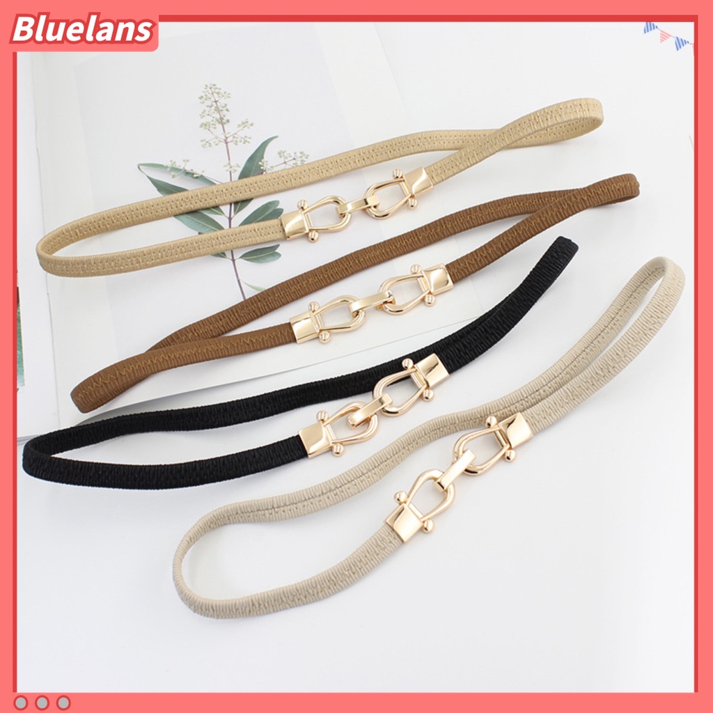 Thắt lưng bản mỏng co giãn phối khóa kim loại chống mòn thời trang cho nữ