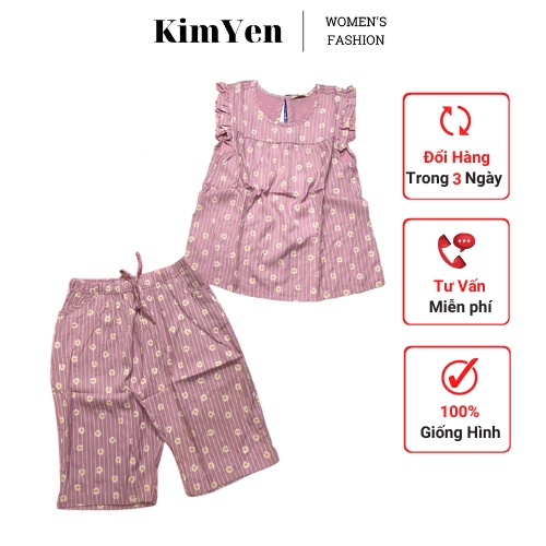Đồ bộ lững áo tay cánh tiên vải kate mịn mặc nhà thời trang