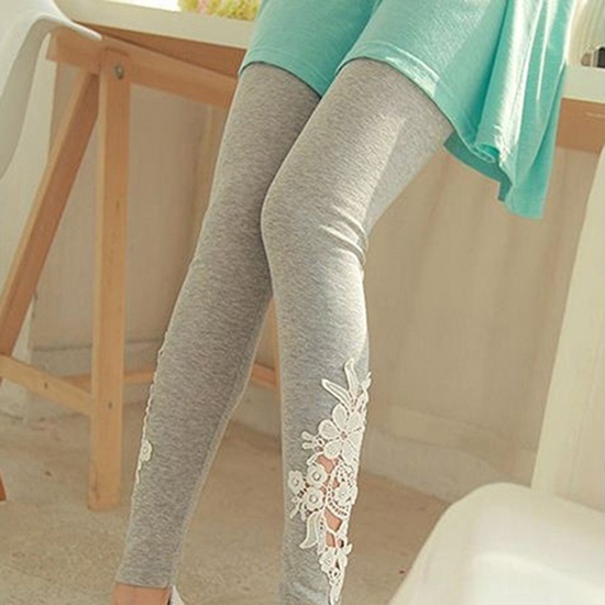 Quần legging co giãn có ren hoa cho nữ