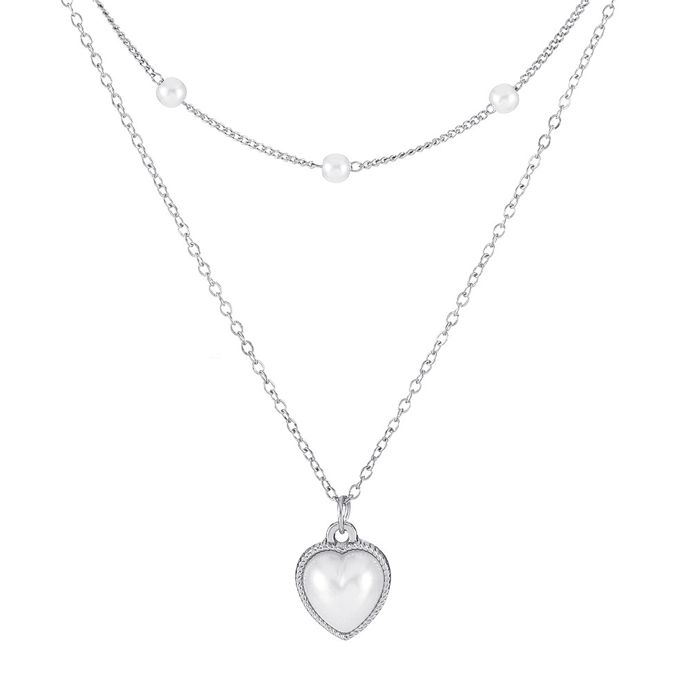 Vòng cổ Hai Lớp Đính Ngọc Trai Và Đá Thời Trang Sang Trọng Cho Nữ