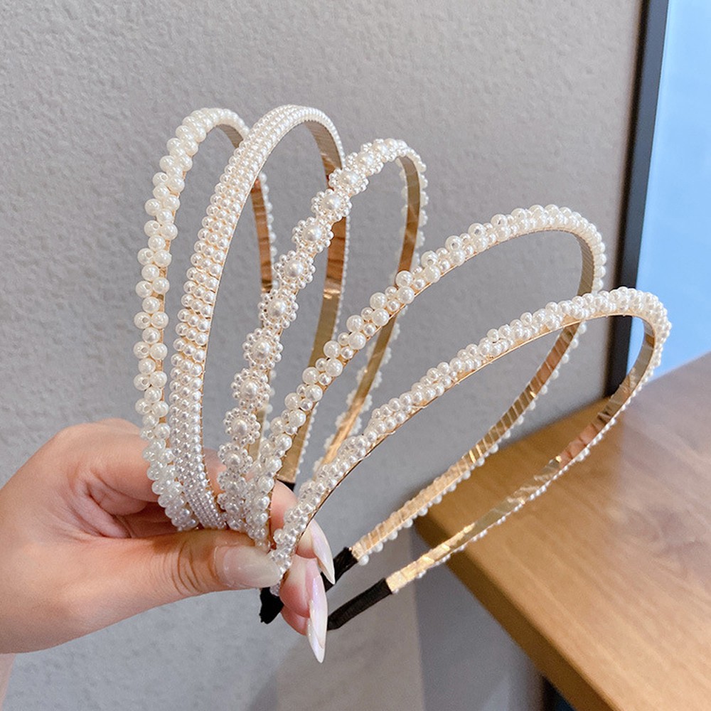 Băng Đô Cài Tóc Đính Hạt Ngọc Trai Hình Hoa Phong Cách Hàn Quốc Thời Trang Cho Nữ