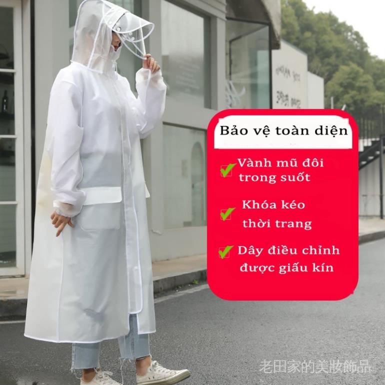 Áo mưa trong suốt vải chống thấm cao cấp có kính bảo vệ