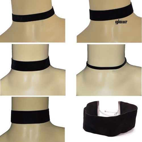 Vòng cổ choker vải nhung màu đen phong cách gothic đơn giản cho nữ