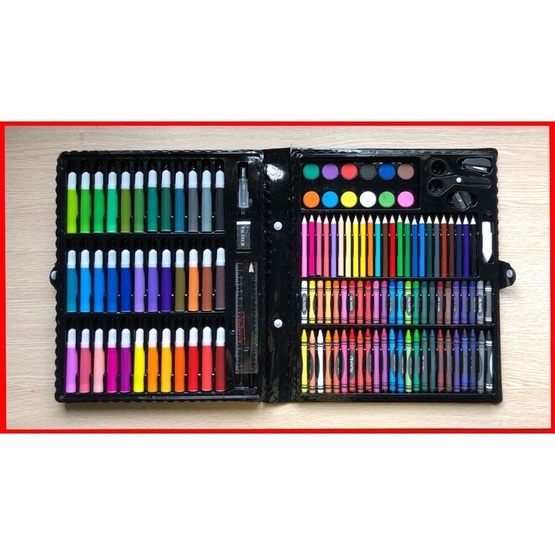 Bộ màu 150 chi tiết bút chì màu,màu sáp, màu nước, gôm, ghim, kẹp giấy