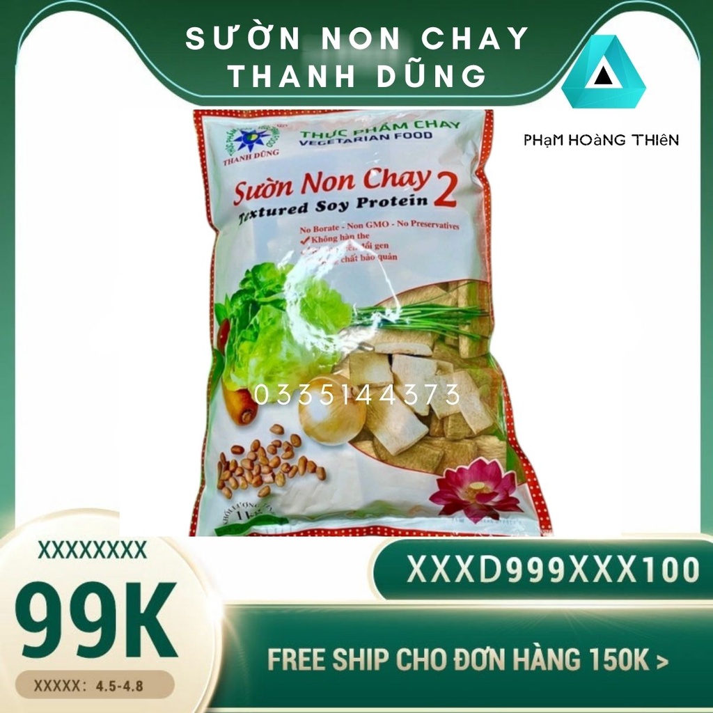 Sườn non chay Thanh Dũng,  Thịt Chay, Thực Phẩm Chay Dinh Dưỡng, Thuần Chay Healthy, Đồ Ăn Chay 1KG